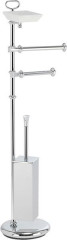 Stil Haus Prisma, cтойка: дозатор + полотенцедерж.+ бумагодер. + ёрш метал, цвет хром - белая кер.