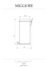 Ведро мусорное 18 л, D26, H58 cm, хром Migliore Migliore