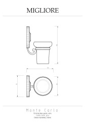Стакан настенный, керамика белая/золото Migliore MONTECARLO