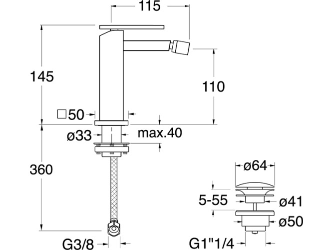 Смеситель для биде CRISTINA TABULA TA32051