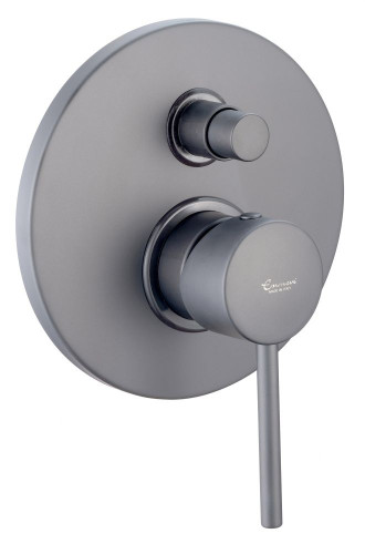 Emmevi Piper, однорычажный встраиваемый смеситель для душа на 2 выхода с кнопочным дивертером, цвет черный матовый