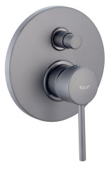 Emmevi Piper, однорычажный встраиваемый смеситель для душа на 2 выхода с кнопочным дивертером, цвет черный матовый