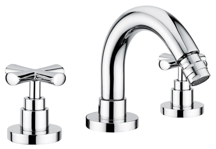 Emmevi Spirit New, двухвентильный смеситель для биде на 3 отверстия с донным клапаном, цвет хром