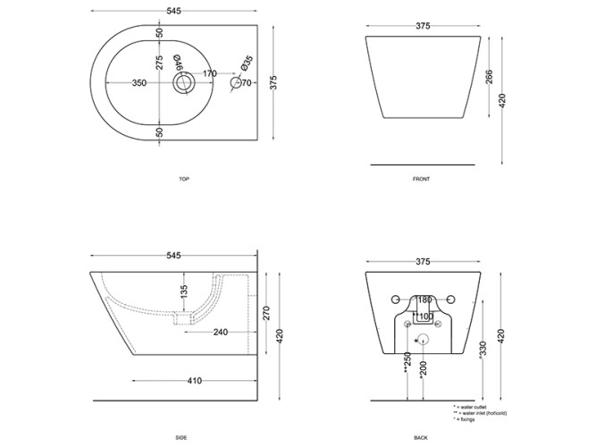 Биде CIELO MARE MRBS NI