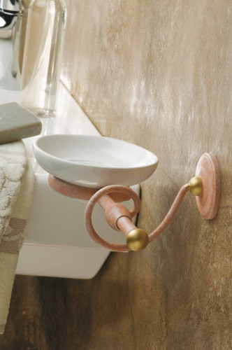 Stil Haus Idra, напольный керамический ёрш с металлическим основанием, цвет бронза - белая керамика