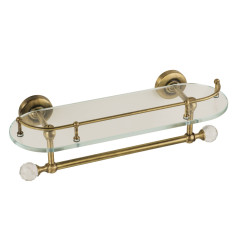 Полка c галереей L36 см, с полотенцедержателем, стекло/бронза/Swarovski Migliore Amerida