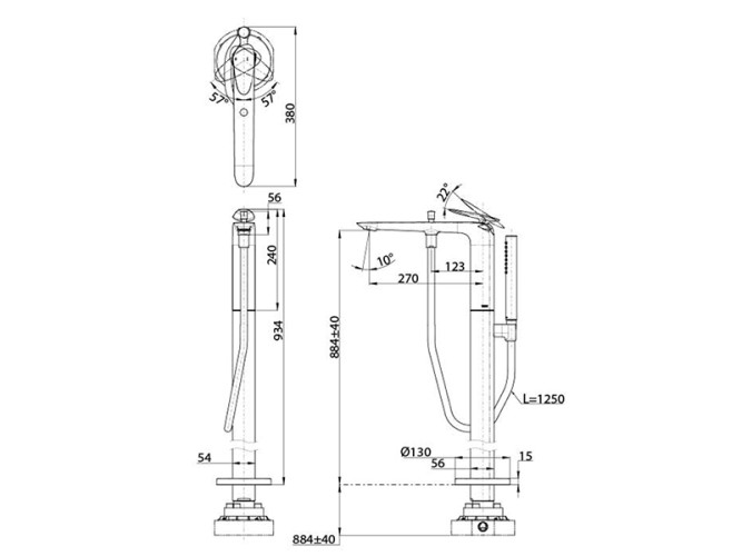 Смеситель для ванны с ручным душем TOTO ZA TBP03301R
