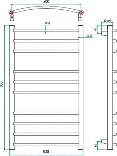 Полотенцесушитель ГРОТА ECOCALMA 53/90