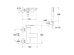 Смеситель для ванны CRISTINA PROFILO PF10075