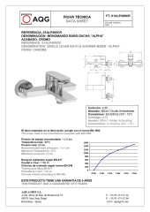 AQG Alpha, однорычажный смеситель для ванны c набором для душа, цвет хром