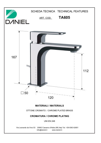 Daniel Tiara, однорычажный смеситель для раковины (излив 12 см), с донным клапаном, цвет золото