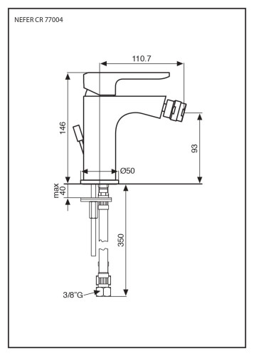 Emmevi Nefer, однорычажный смеситель для биде с донным клапаном, цвет черный/карбон