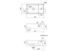 Раковина накладная/  подвесная Scarabeo TEOREMA 8031/R41x23