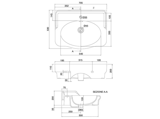 Раковина накладная Scarabeo CASTELLANA 5301