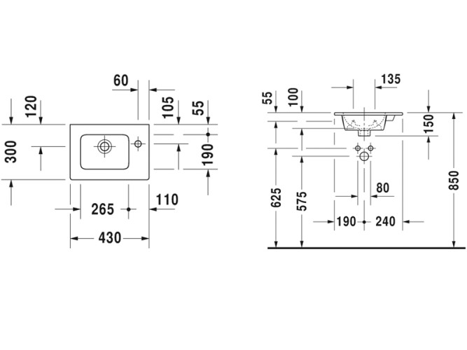 Раковина для тумбы DURAVIT ME BY STARCK 0723430000