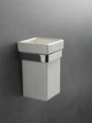 Stil Haus Mizar, настенный керамический стакан, цвет хром - белая керамика