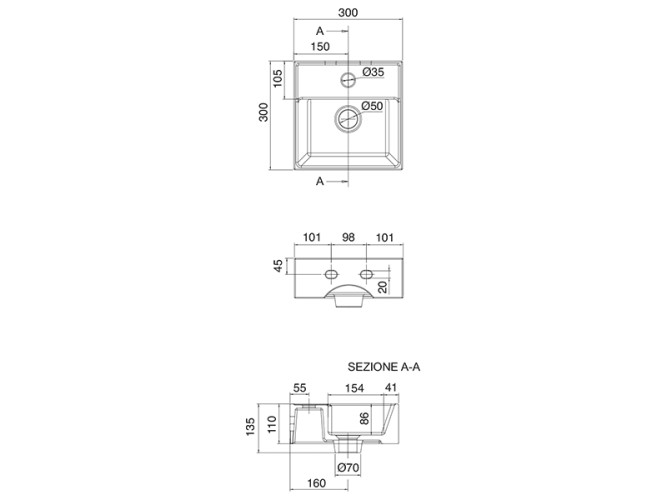 Раковина накладная/  подвесная Scarabeo TEOREMA 8036