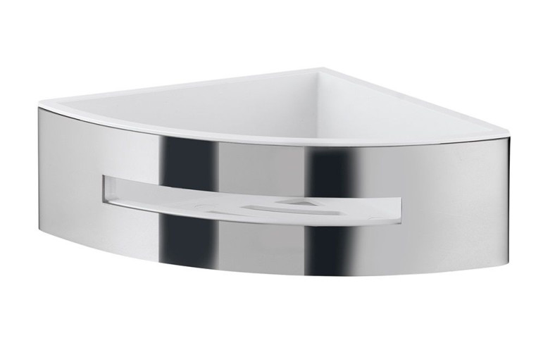 Gedy, решётка угловая 1-уровневая c ABS вкладышем (19,8х19,8хh7,2), цвет хром - белый пластик