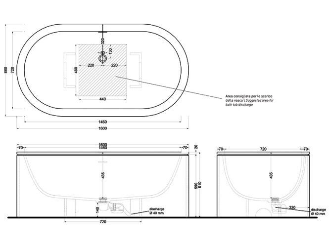 Ванна акриловая CIELO ARCADIA CIBELEL AN