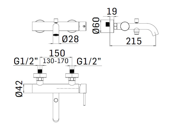 Смеситель для ванны MAMOLI PICO XS 1383PG29Z12K