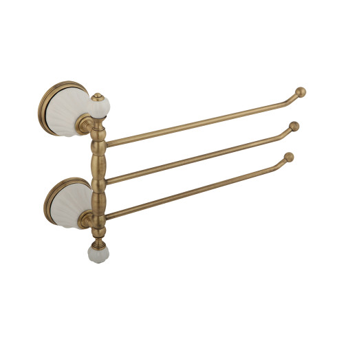 Полотенцедержатель тройной поворотный L35 cм, керамика белая, бронза Migliore Olivia