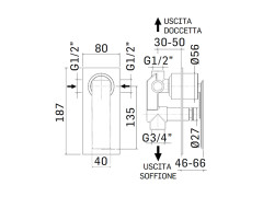 Внешняя часть встраиваемого смесителя для душа MAMOLI MENDINI 2858PE00C00K