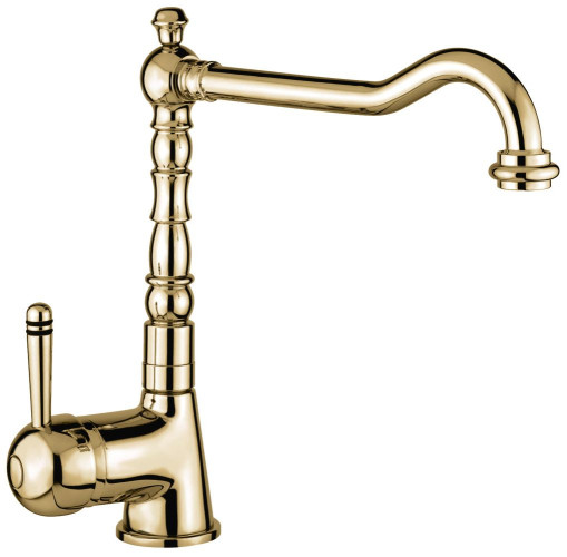 Emmevi Laguna, однорычажный кухонный смеситель с поворотным изливом (излив 22 см) и металлической ручкой, без донного клапана, цвет бронза