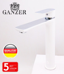 21012-F Смеситель для умыв. (ВЫСОКИЙ БЕЛЫЙ) "GANZER" (10/1шт)