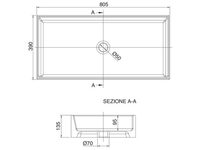 Раковина накладная Scarabeo TEOREMA 8031/80