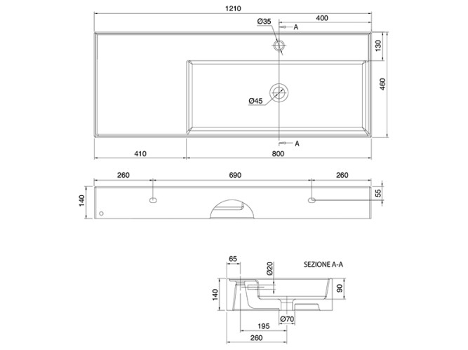 Раковина накладная/ подвесная Scarabeo TEOREMA 2.0 5122/41