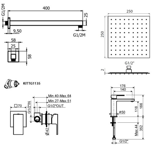 Комплект для душа Plumberia Selection TAG KITTG01CR53
