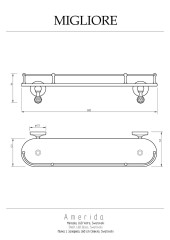 Полка c галереей L60 см, стекло/бронза/Swarovski Migliore Amerida