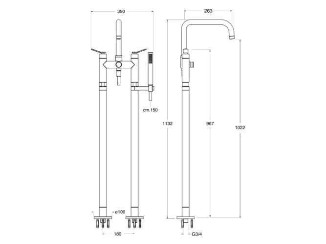 Смеситель для ванны напольный CRISTINA EAST SIDE ES10834