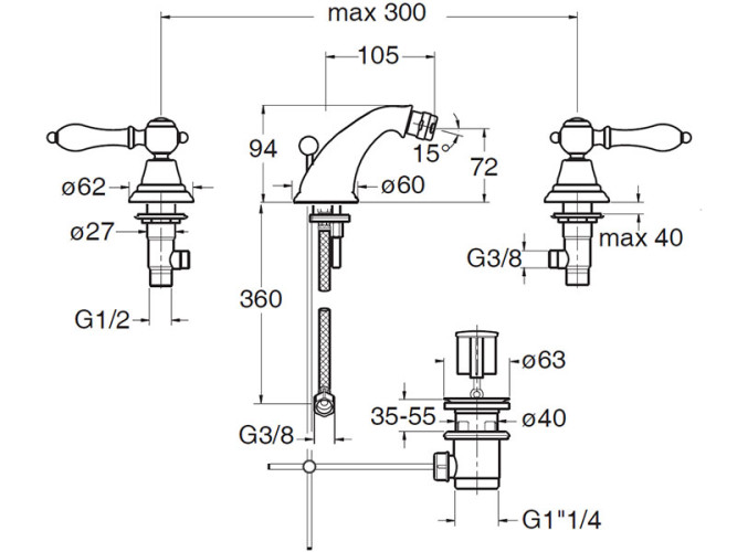 Смеситель для биде CRISTINA CANOVA ELITE CL33192