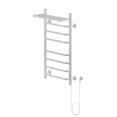 Полотенцесушитель Электрич.кабельный Ника WAY-3 80/40 с полкой RAL9016 белый матовый правый тэн