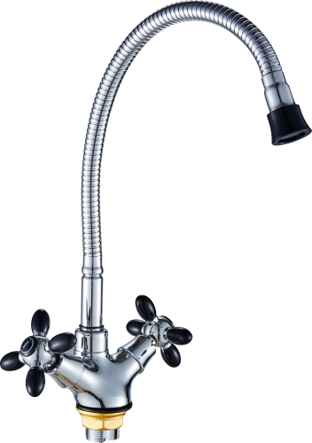 52052-C Смес. 2-ух руч. для кухни с гиб. из.(ЧЕРНЫЙ) HANSEN