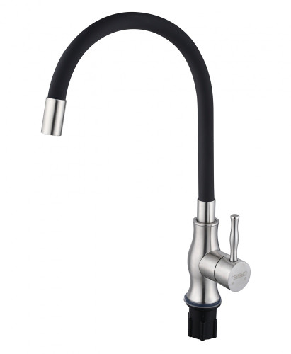 59032-GC Смес. из НЕРЖ. для кух. (САТИН с гиб. чер. изл.) HANSEN  (10/1шт)