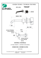 Daniel Tokyo, встраиваемый в стену однорычажный смеситель для раковины (излив 17 см), цвет золото