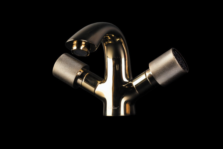 Смеситель для умывальника ROYAL CRYSTAL Black, золото_Комплект