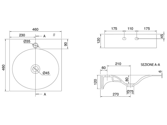 Раковина подвесная Scarabeo VEIL 6101/55