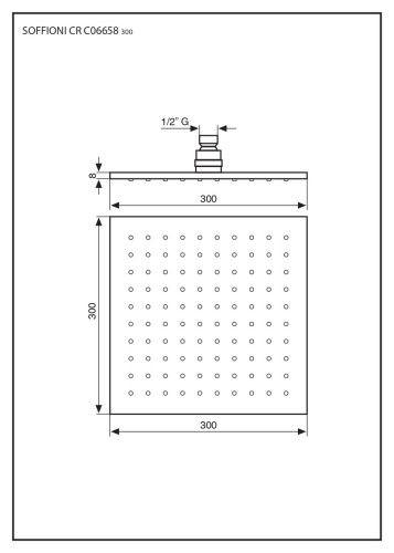 Emmevi, душевая квадратная антикальковая головка из латуни 300х300 мм, подключение 1/2", цвет бронза