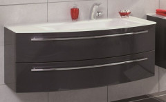 Puris Crescendo, тумба под раковину 1200 мм левая, цвет антрацит высокоглянцевый