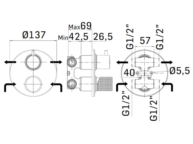 Внешняя часть встраиваемого смесителя для душа MAMOLI PICO LUX 944B001
