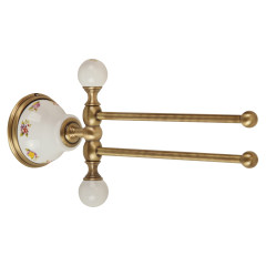 Полотенцедержатель двойной поворотный L20 cм, керамика с декором/бронза Migliore Provance