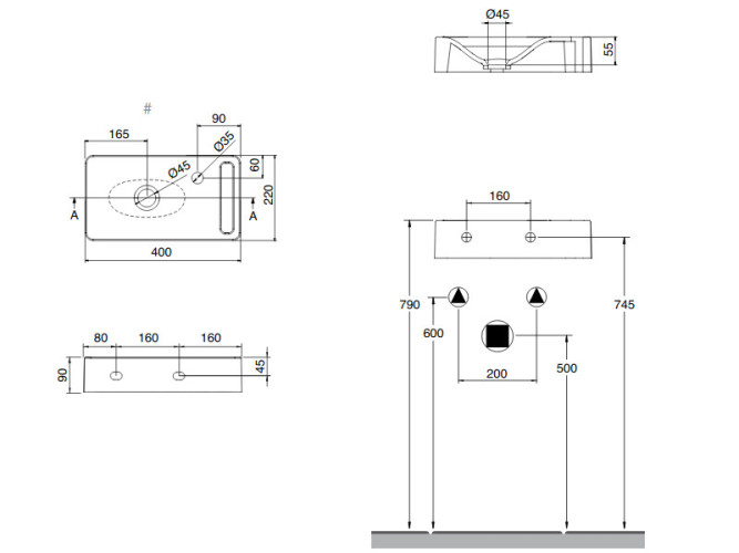 Раковина подвесная Scarabeo SOFT-HUNG-CUBE 1513