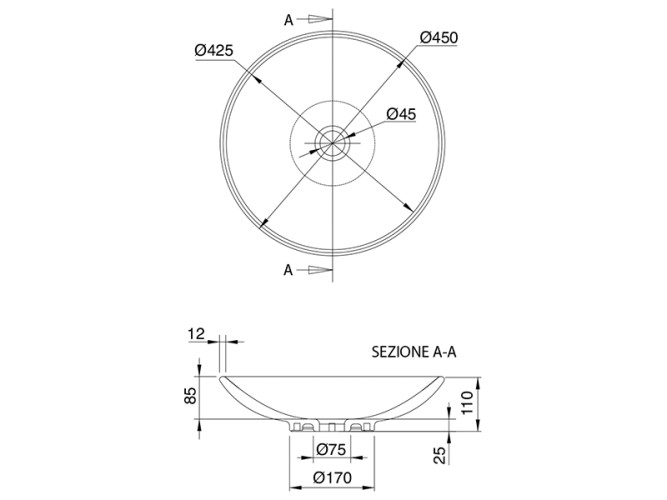 Раковина накладная Scarabeo THIN-LINE 8044