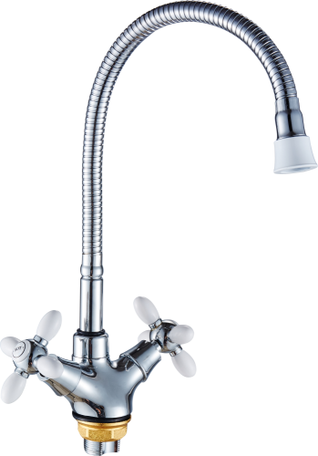 52052-F Смес. 2-ух руч. для кухни с гиб. из.(белый) HANSEN  (10/1шт)