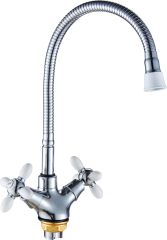 52052-F Смес. 2-ух руч. для кухни с гиб. из.(белый) HANSEN  (10/1шт)