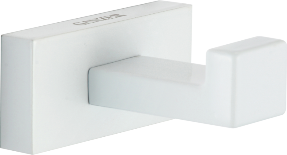 88051-F Крючок одинарный (БЕЛЫЙ)  GANZER  (20/1шт)