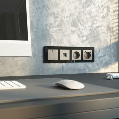 Розетка с заземлением, шторками и USB тип A+C (дымчатый) W1271704